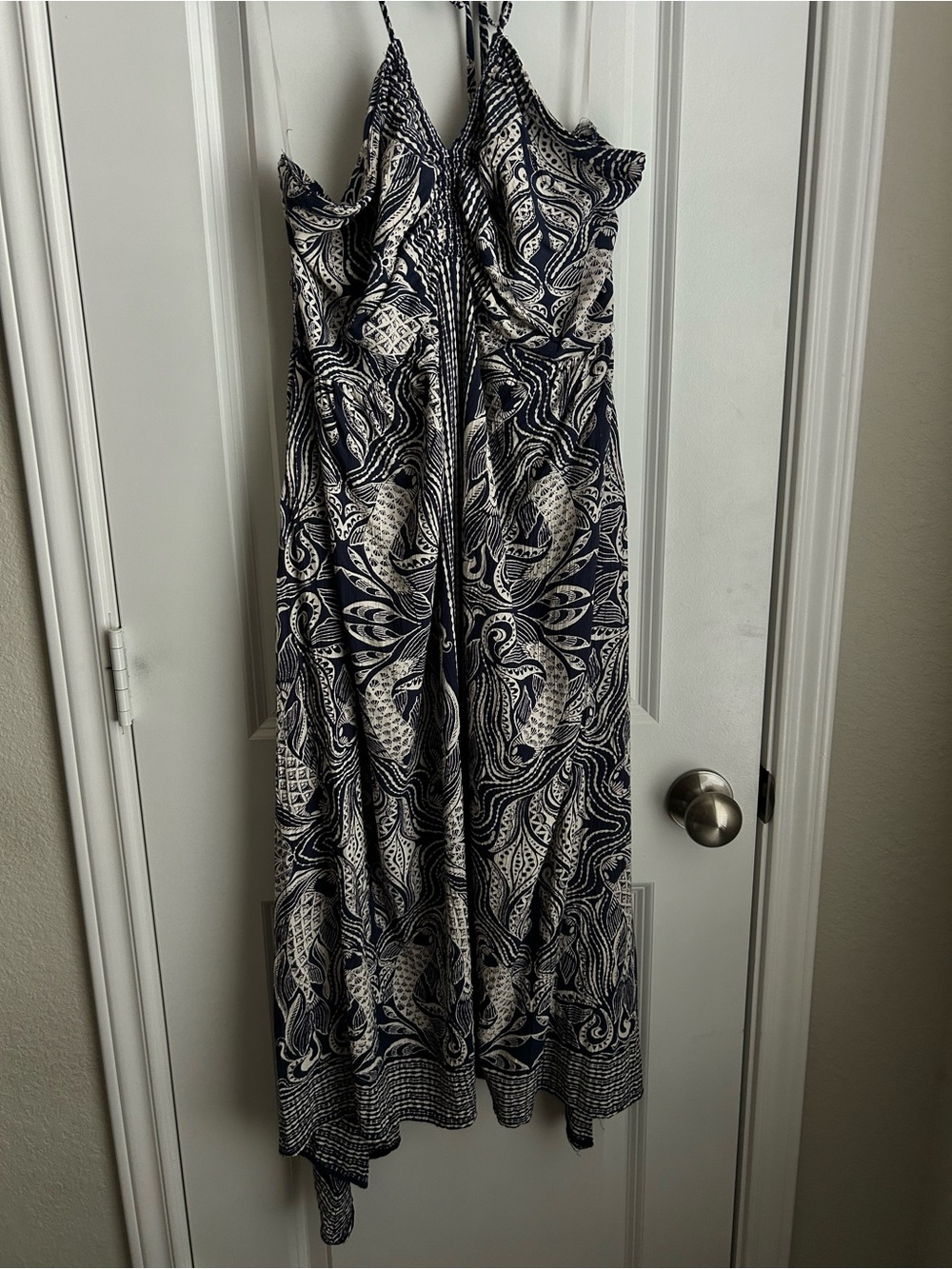 Angie Spag Strap Halter Maxi Dress With Center Front Slit